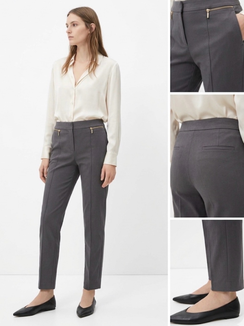 Alfani Grey Women's Pants with Zips